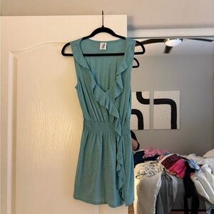 Teal Wrap Mini Dress